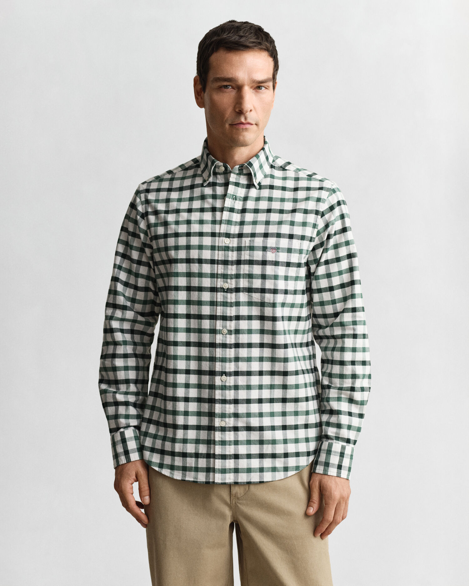 Regular Fit Checked Oxford Shirt — WOODY GREEN