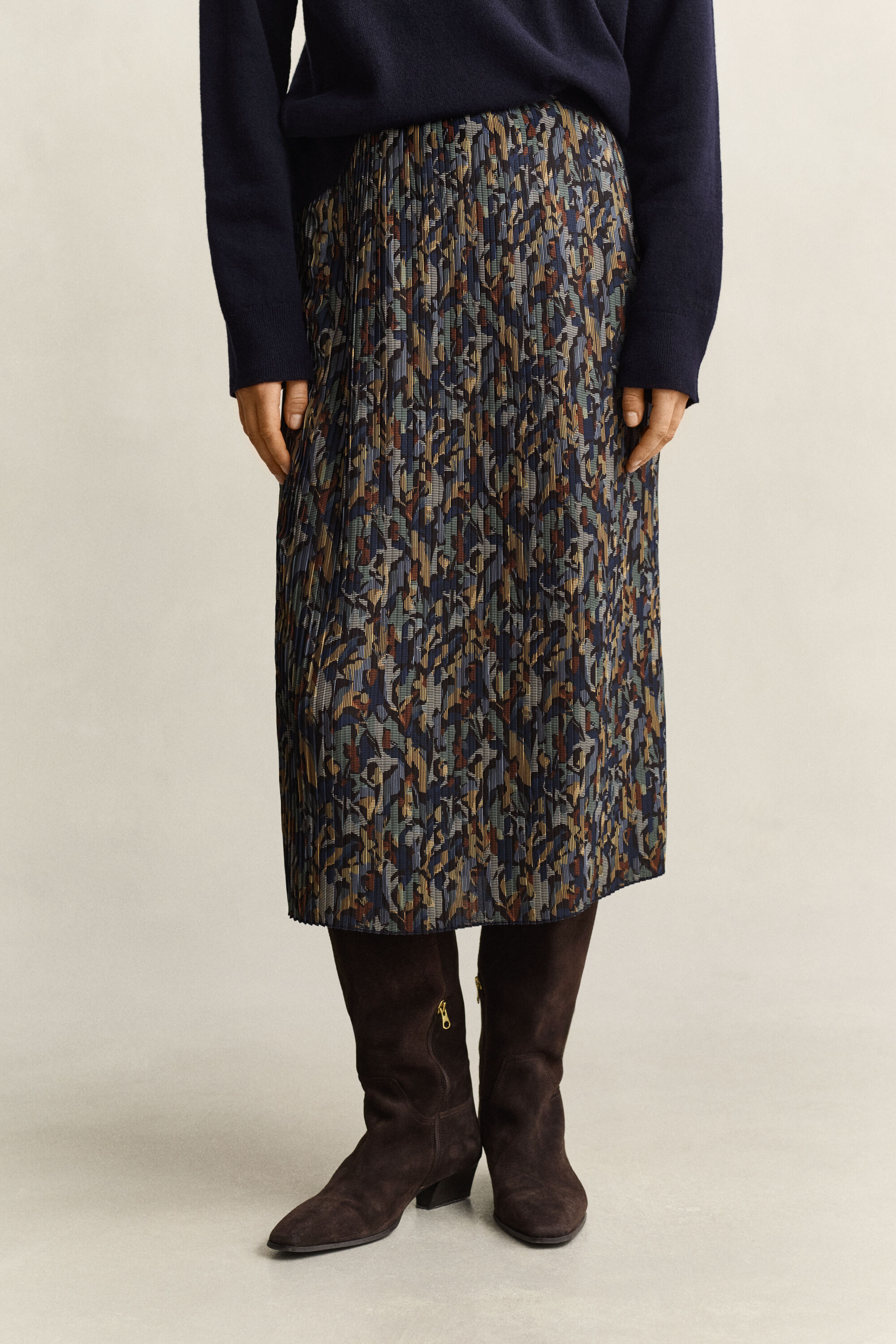 Printed Pleated Skirt