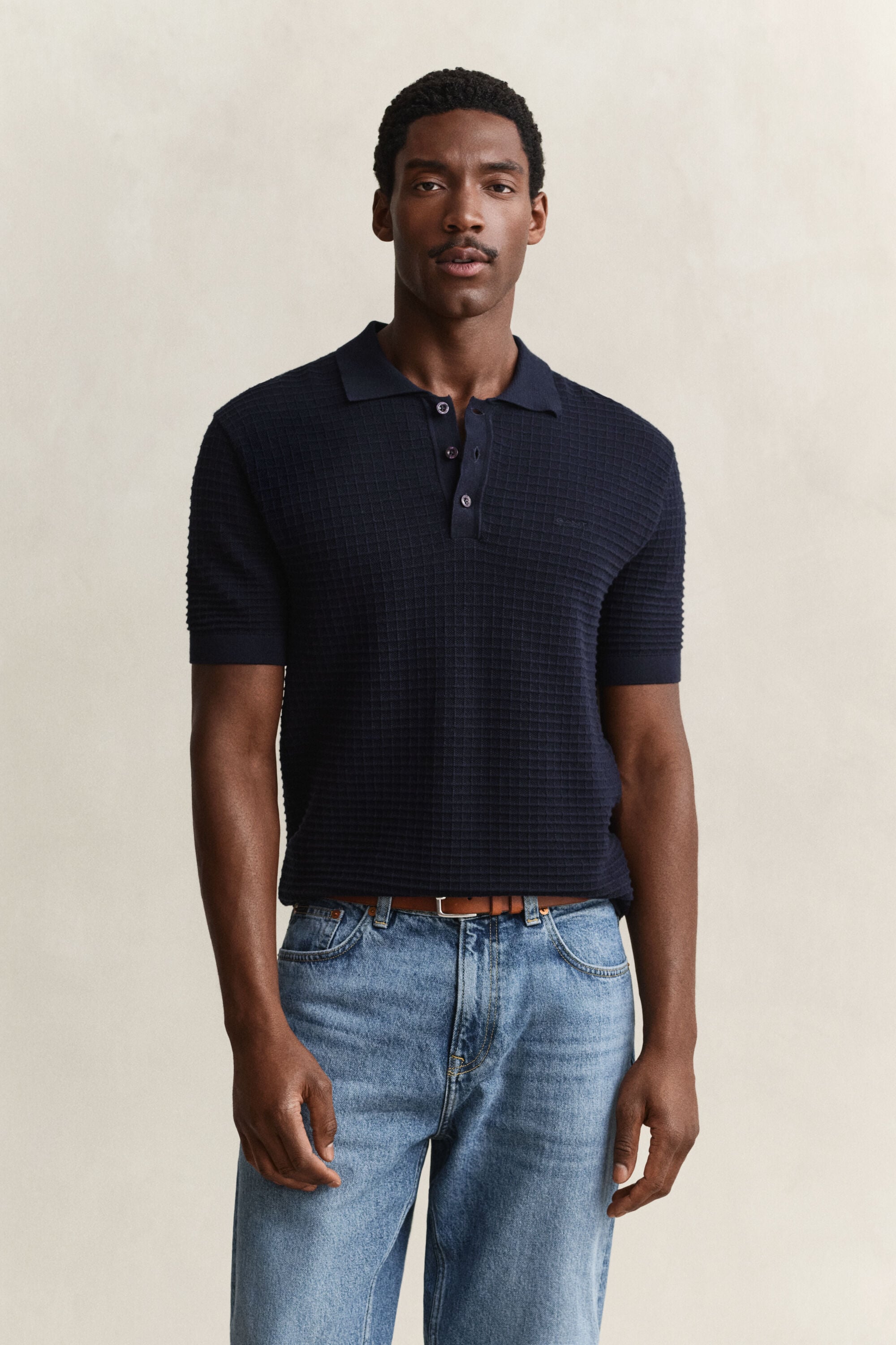 Textured Polo Sweater