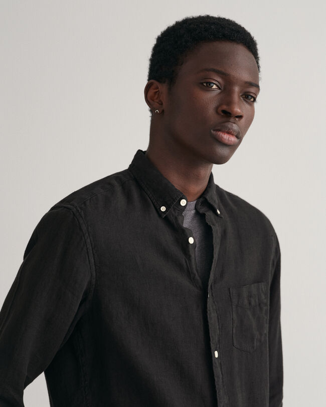 Regular Fit Garment-Dyed Linen Shirt