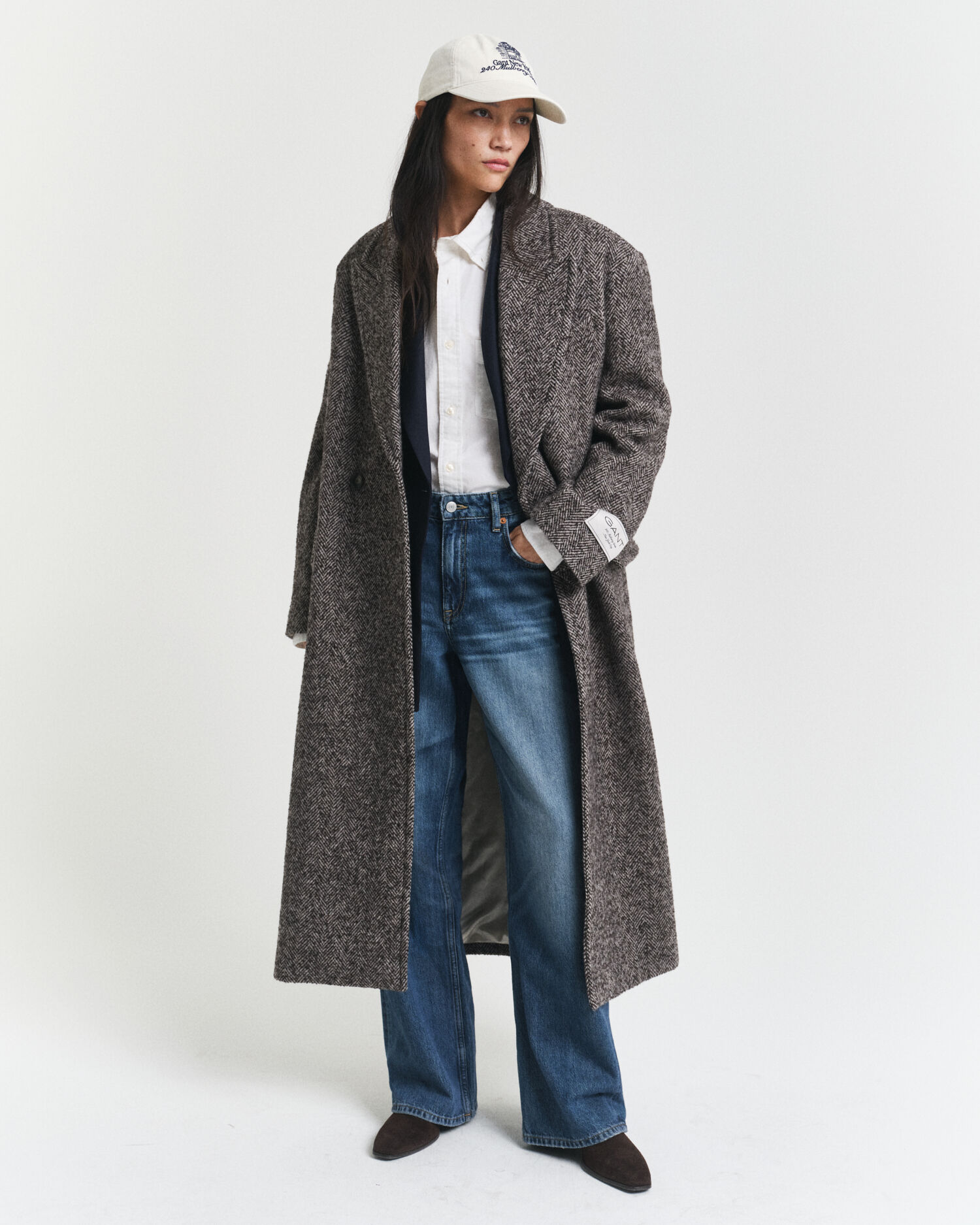 Herringbone Wool Blend Overcoat