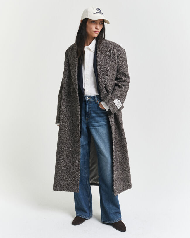 Herringbone Wool Blend Overcoat