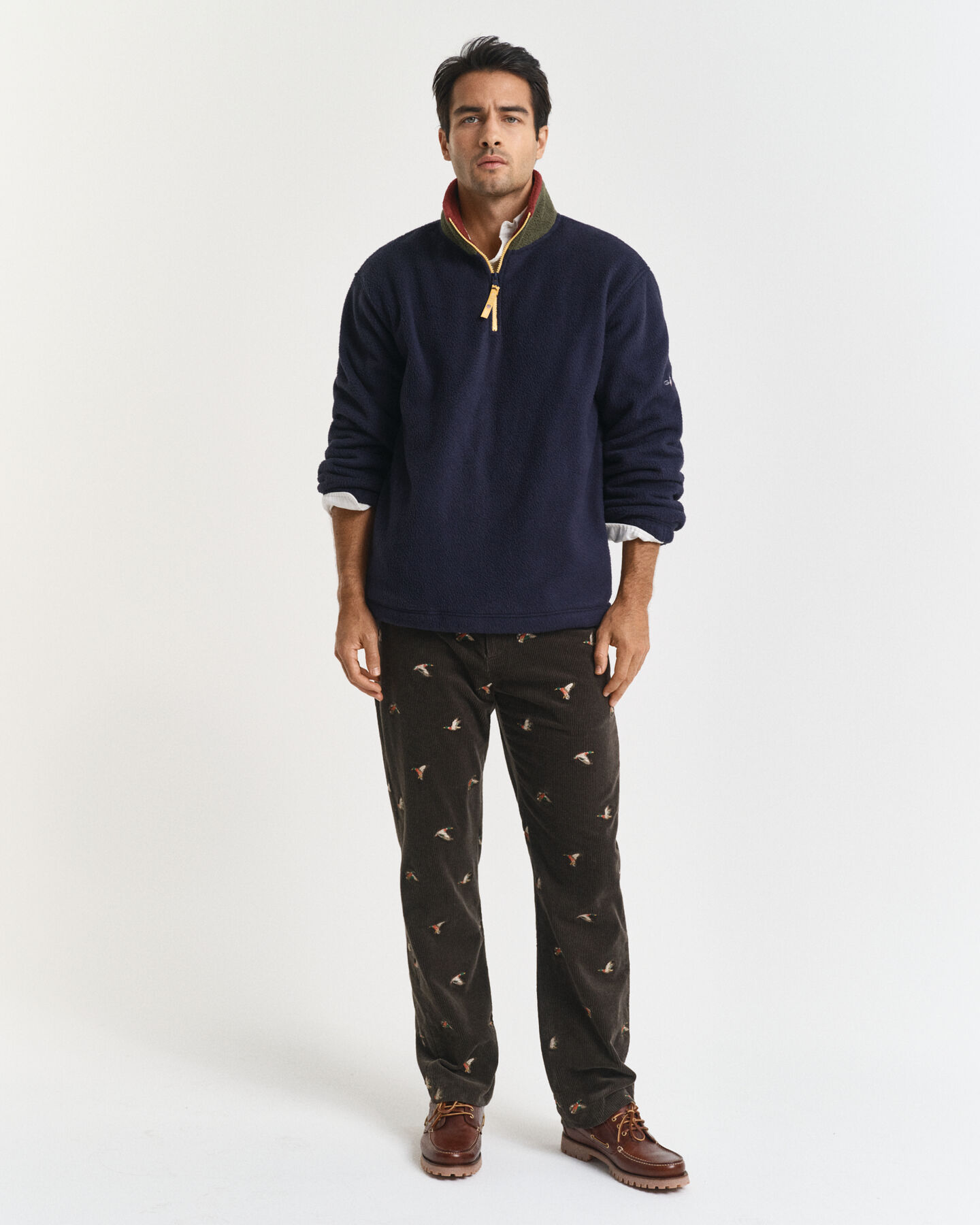 Straight Fit Embroidered Corduroy Pants