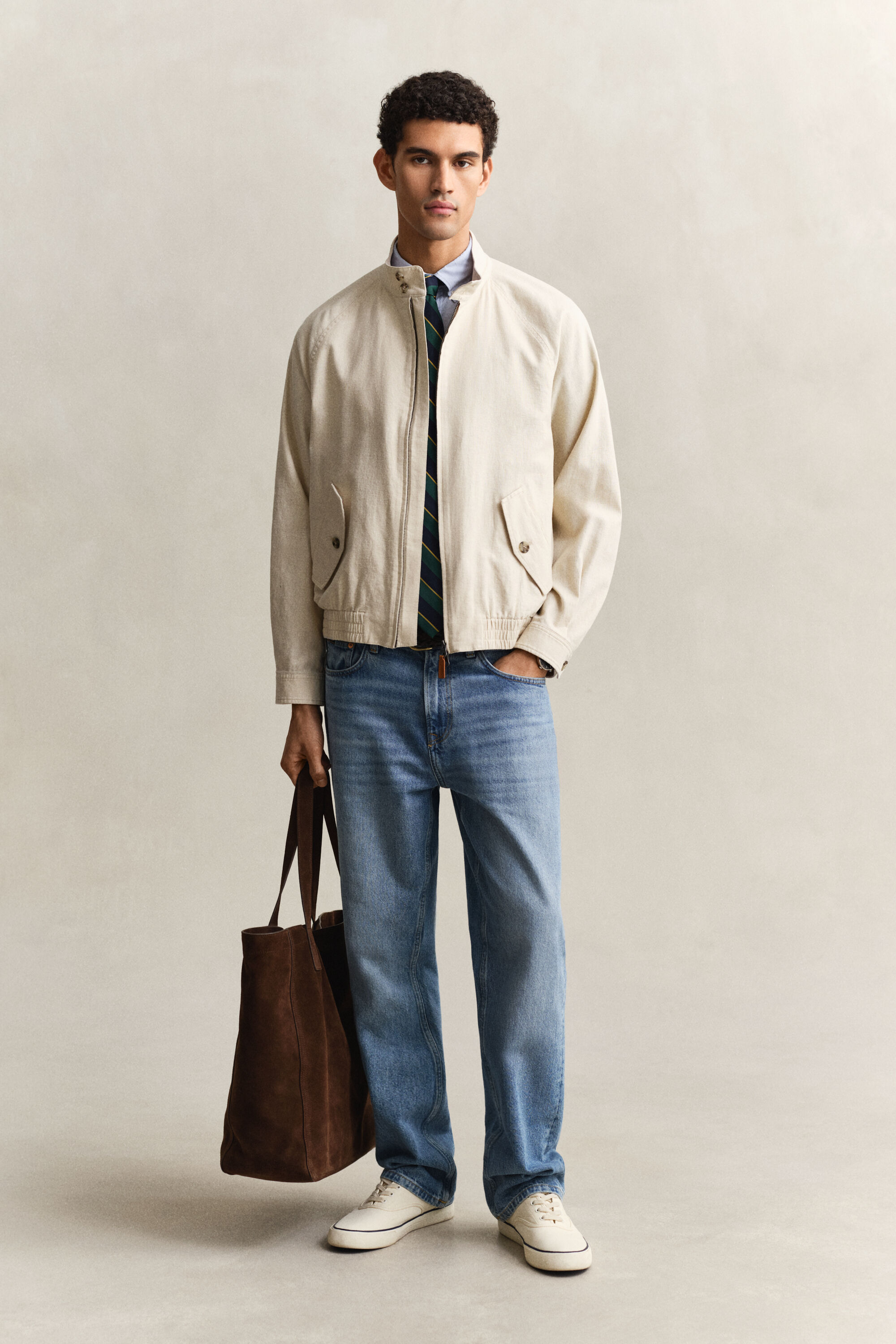 Linen Blend Harrington Jacket