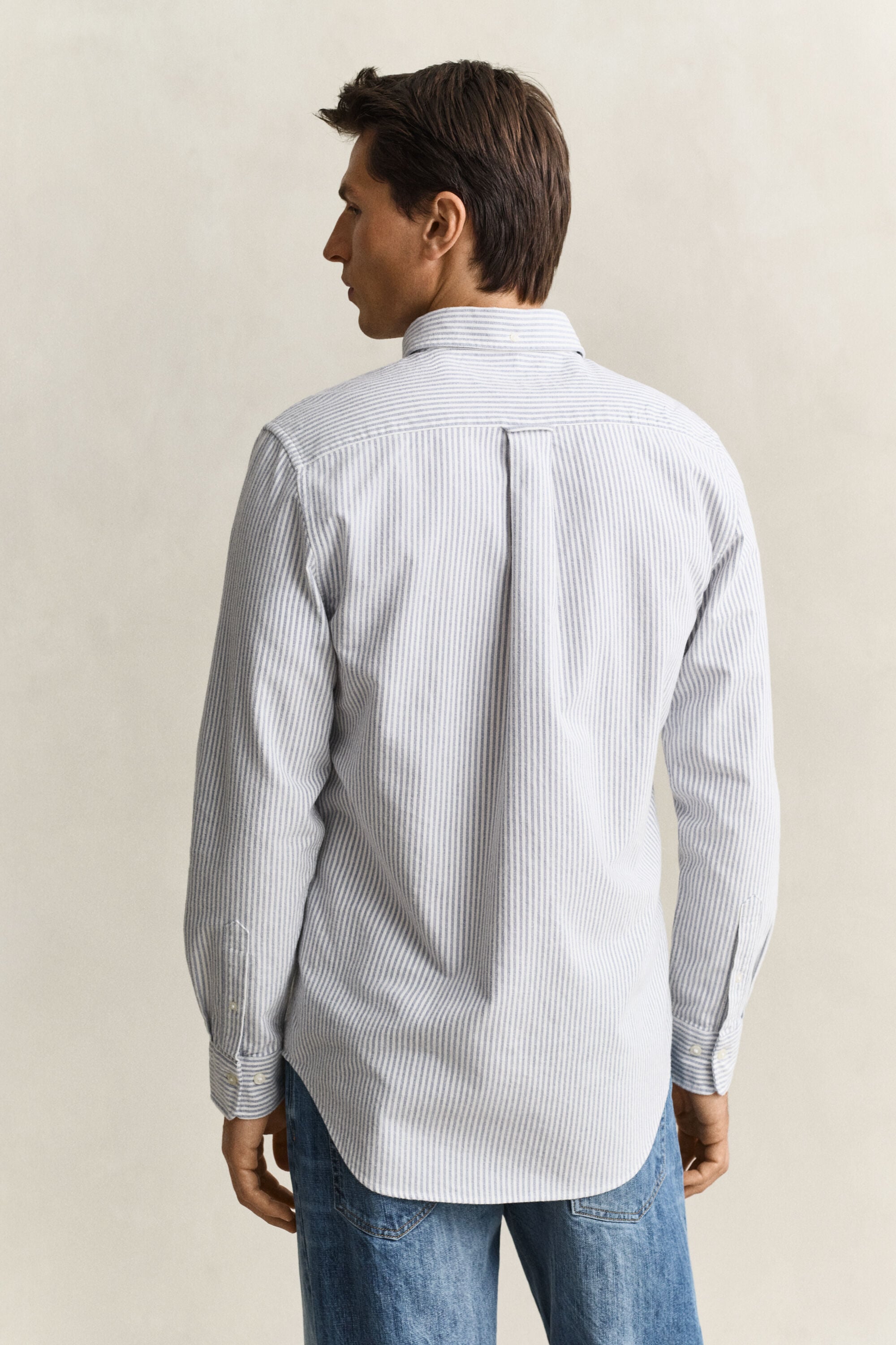 Striped Brushed Oxford Shirt — CRISP BLUE