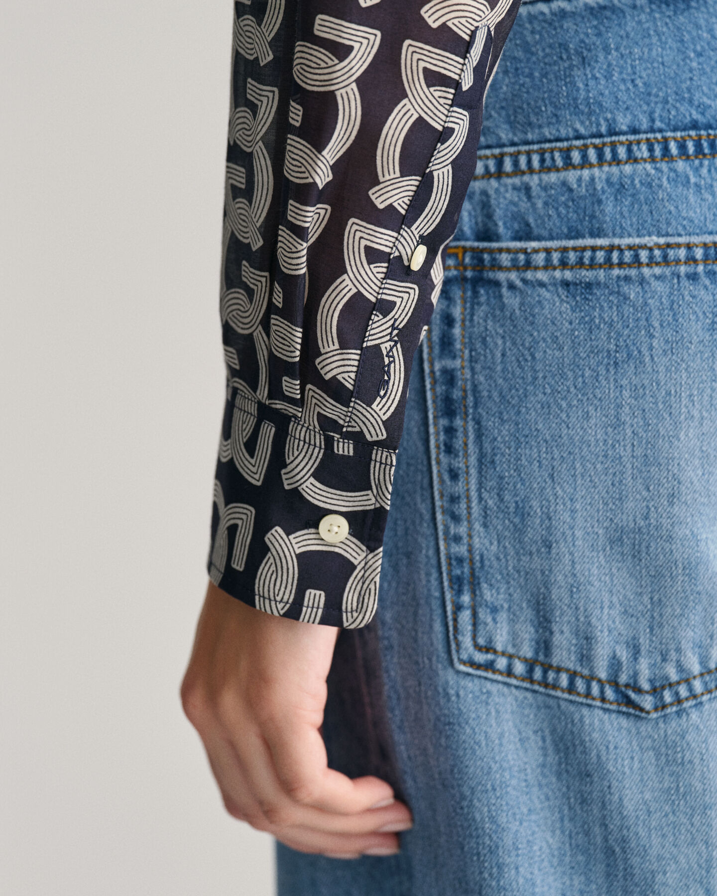 Relaxed Fit G Patterned Cotton Silk Shirt