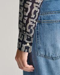 Relaxed Fit G Patterned Cotton Silk Shirt