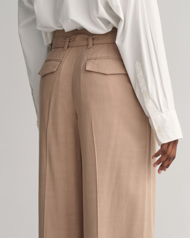 Wide Leg Cropped Belted Pants