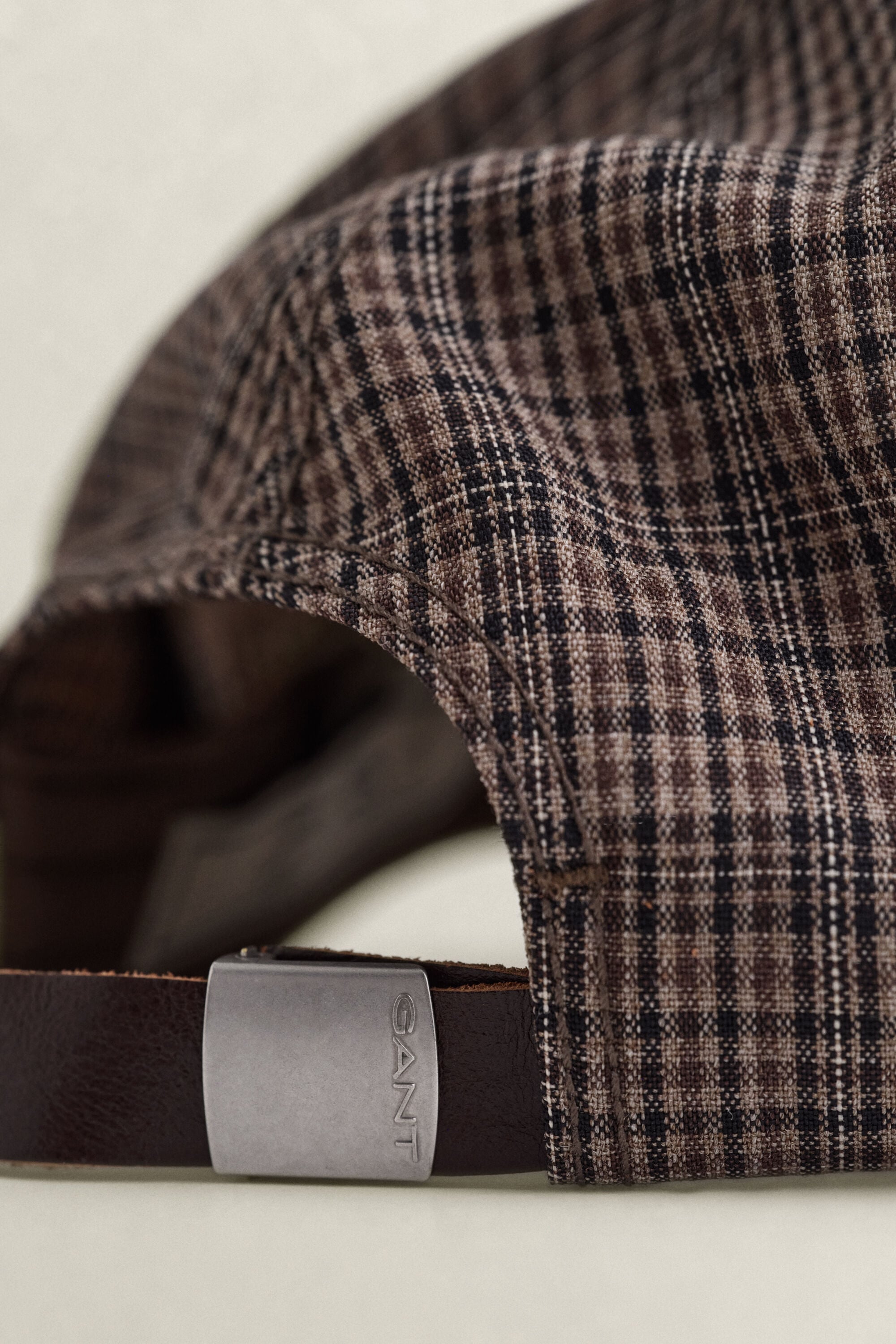 Leather Visor Checked Wool Cap