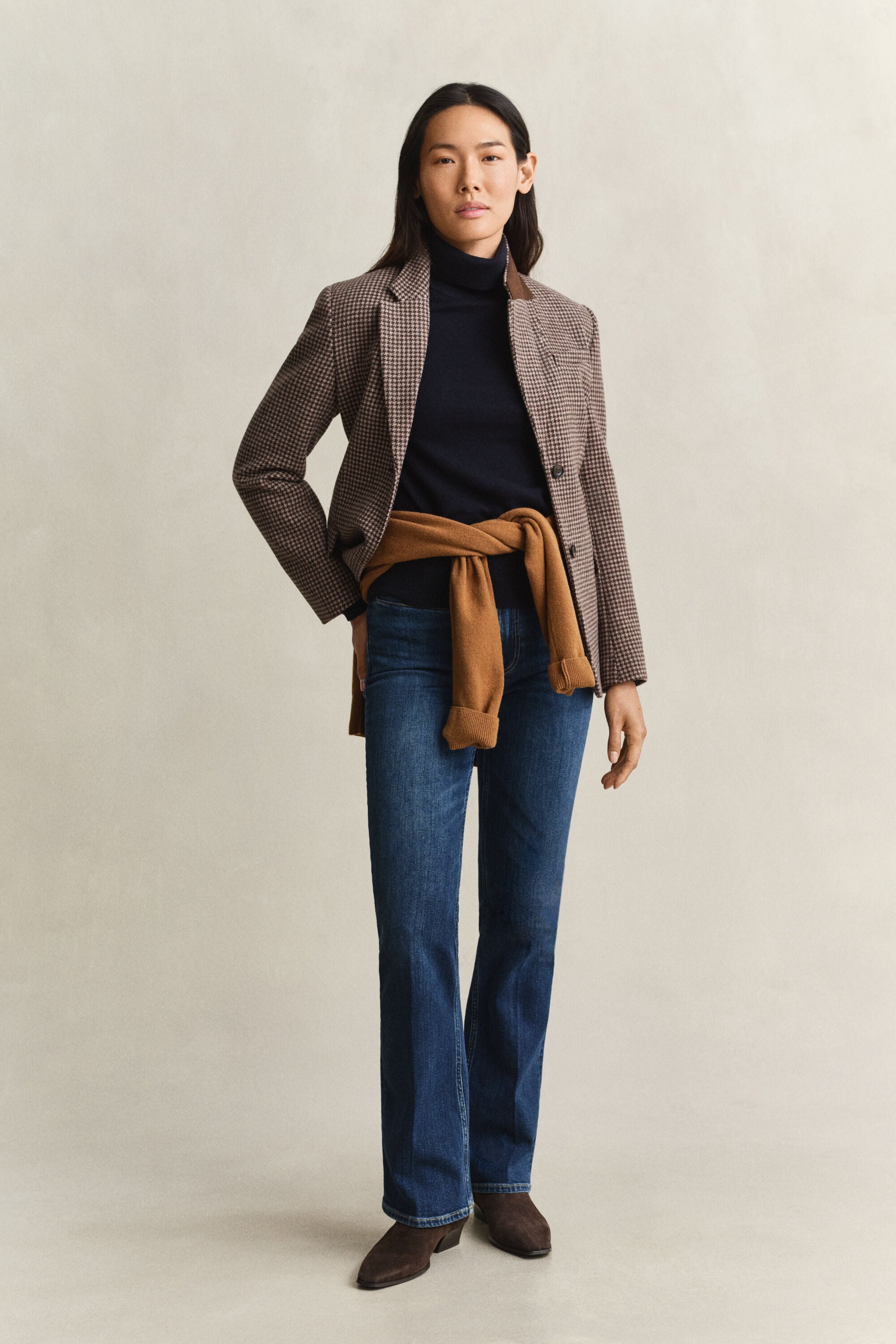 Wool Cotton Turtleneck Sweater — EVENING BLUE