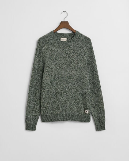 Wool Blend Mouliné Crew Neck Sweater