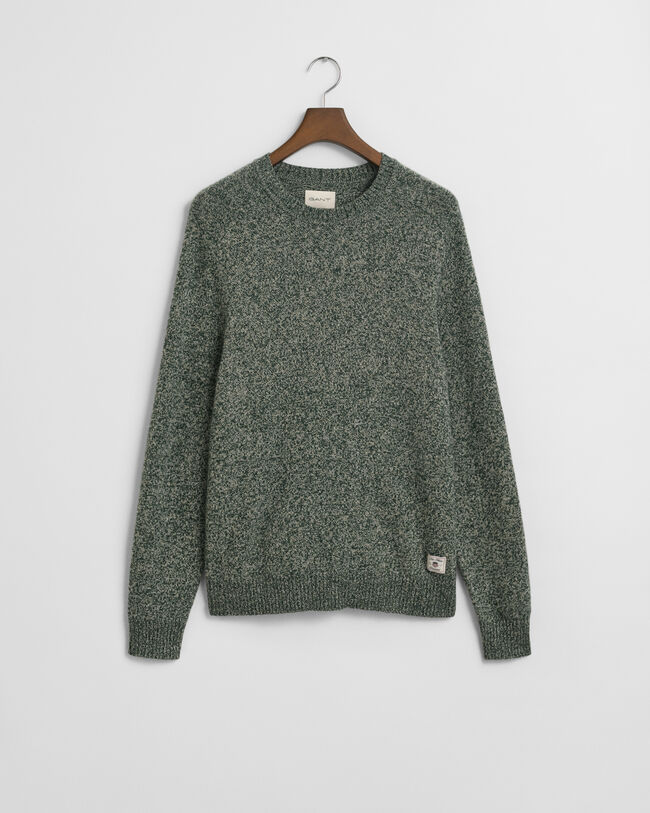 Wool Blend Mouliné Crew Neck Sweater