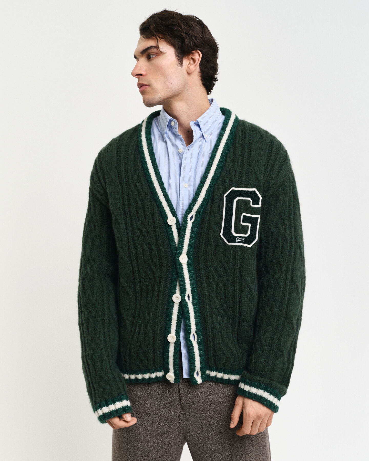 Seasonal G Cable Knit Cardigan