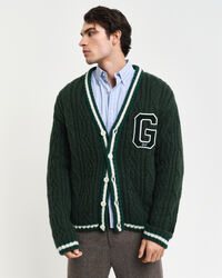 Seasonal G Cable Knit Cardigan
