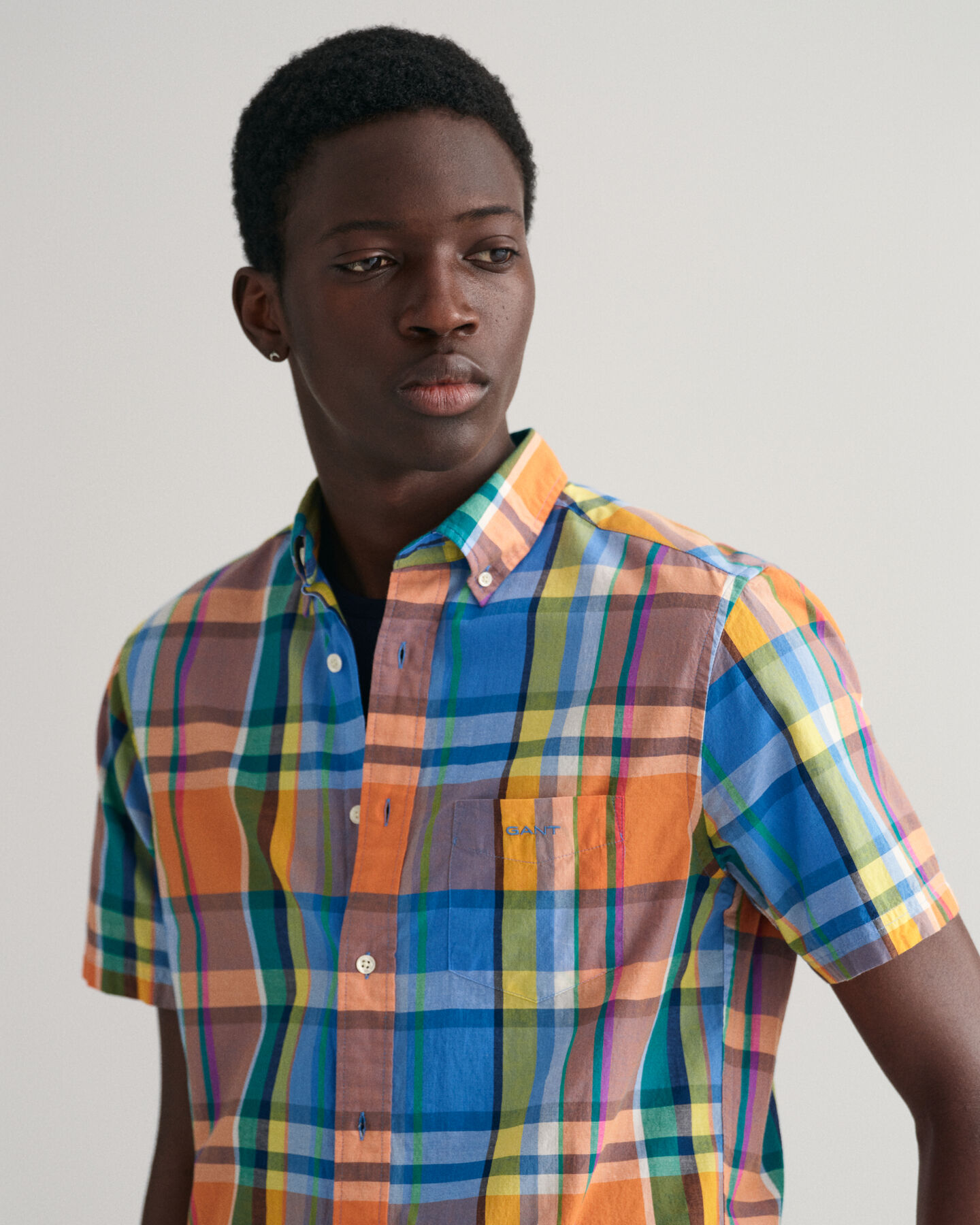 Regular Fit Colorful Madras Short Sleeve Shirt