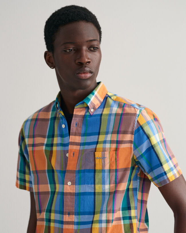 Regular Fit Colorful Madras Short Sleeve Shirt