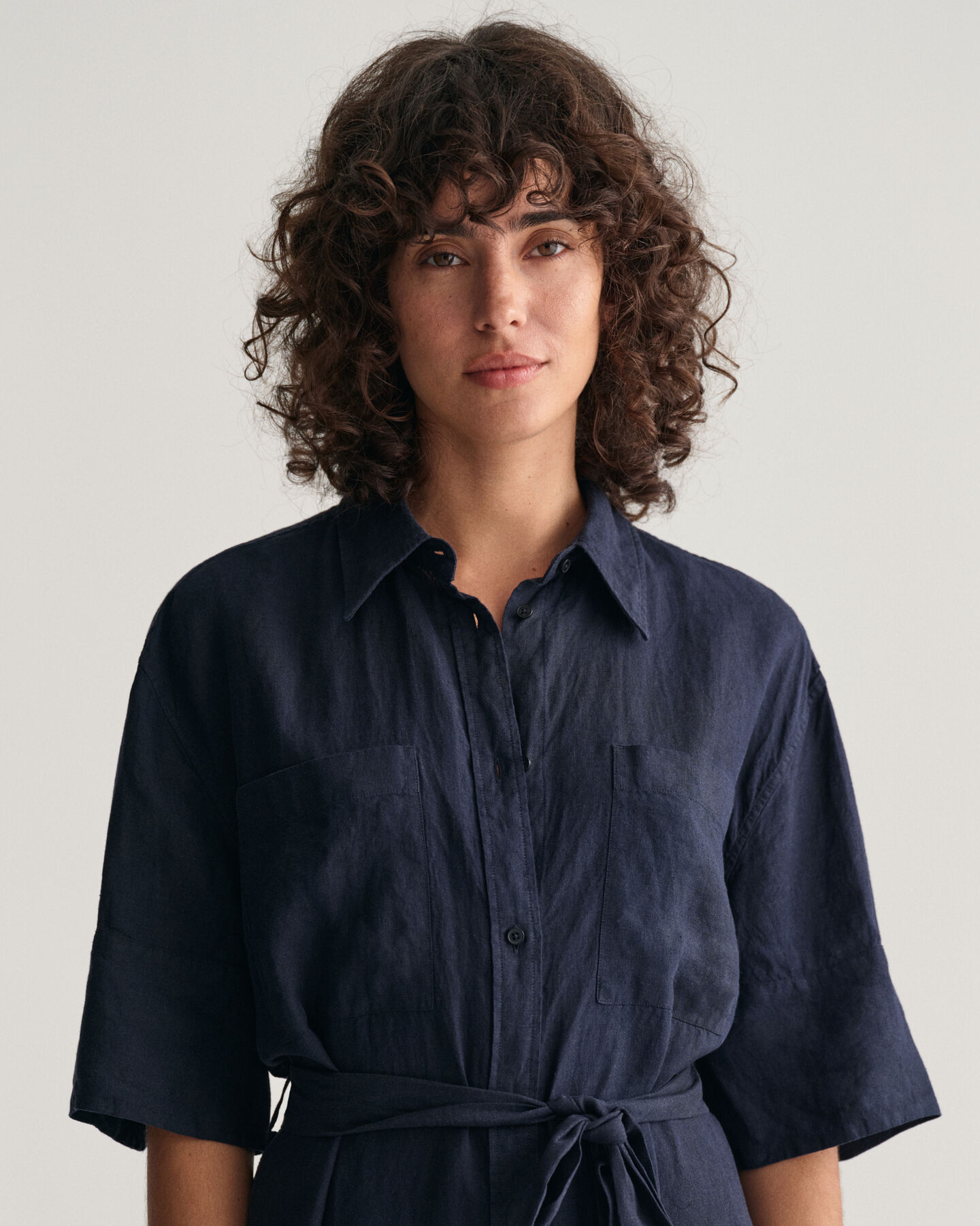 Linen Short Sleeve Shirt Dress