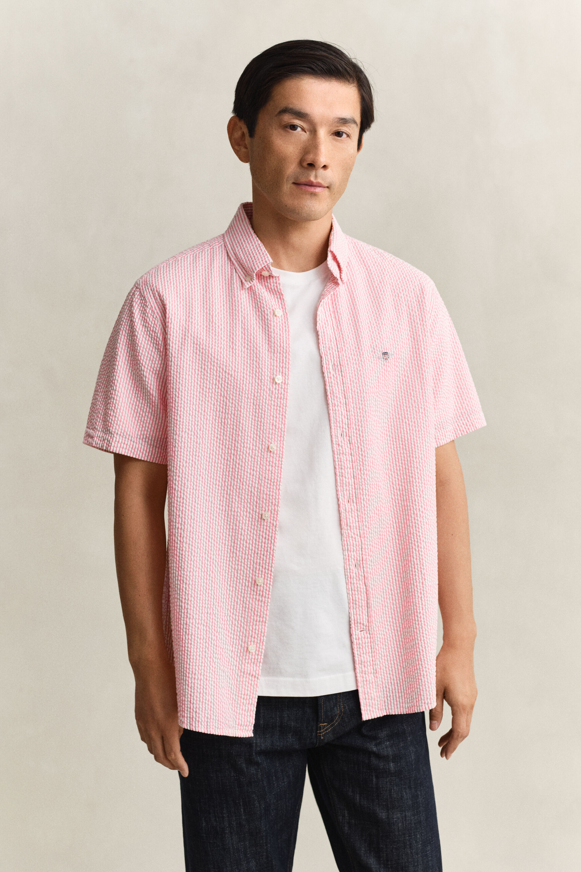 Striped Seersucker Short Sleeve Shirt
