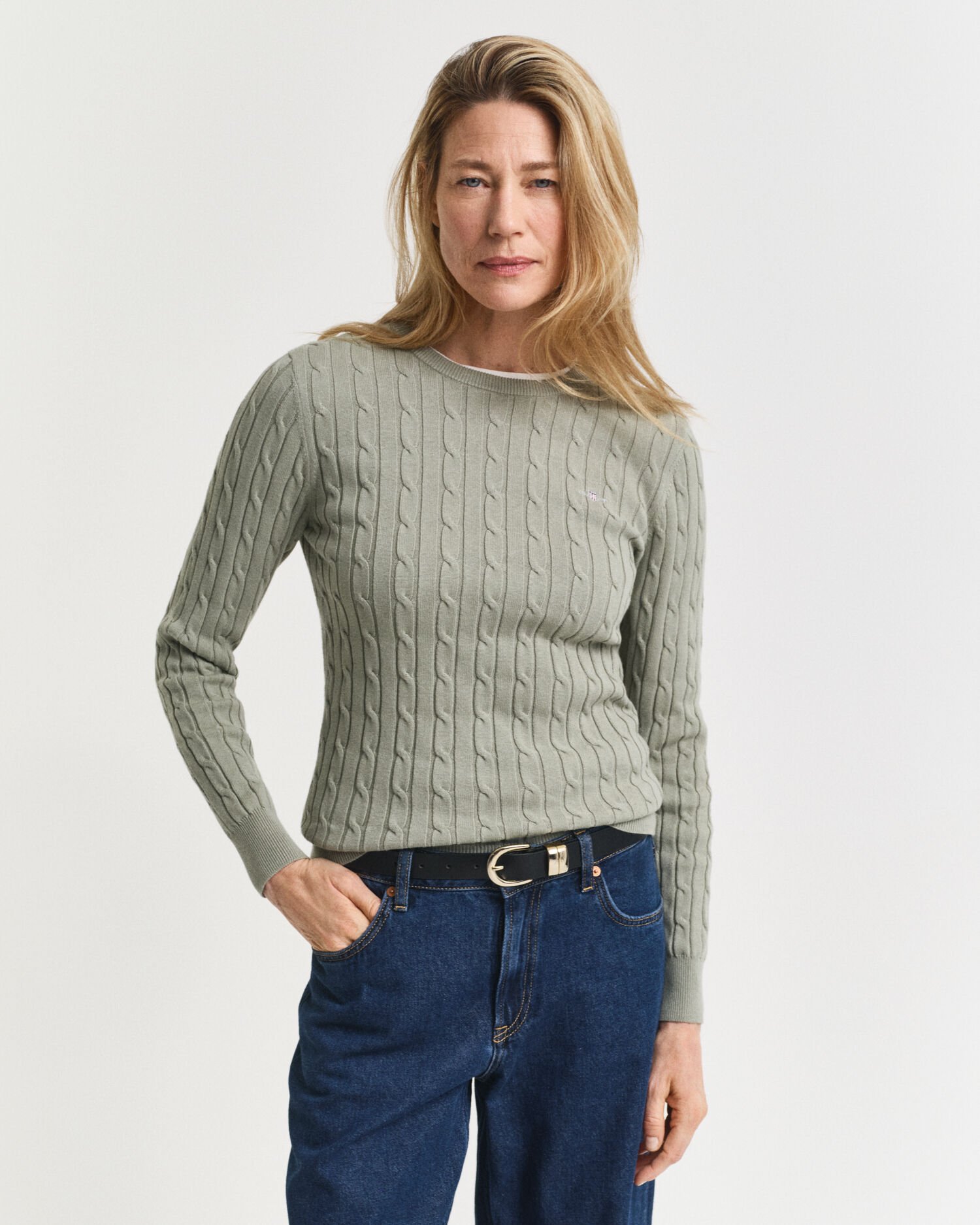 Cable Knit Crew Neck Sweater