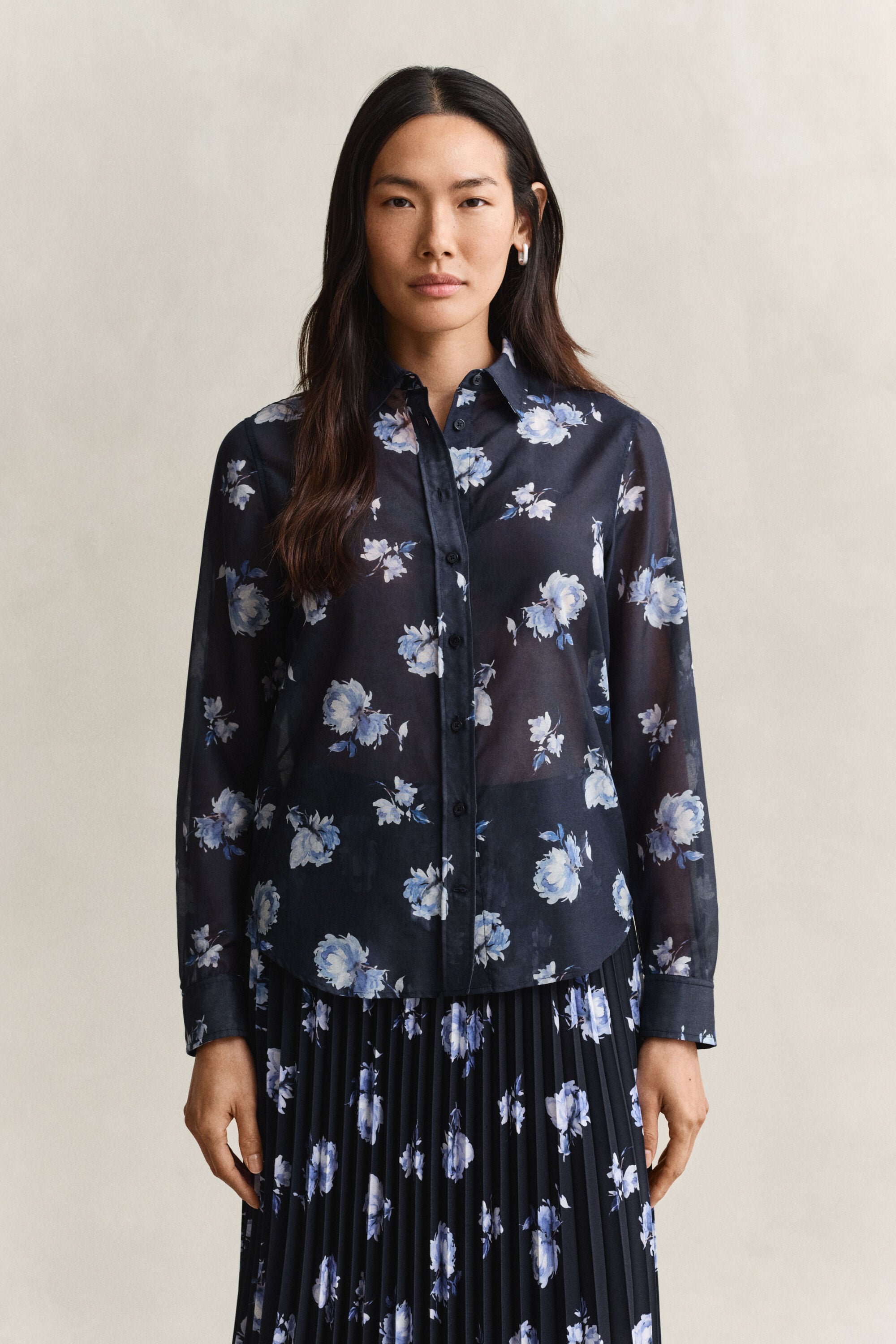 Floral Print Cotton Silk Shirt