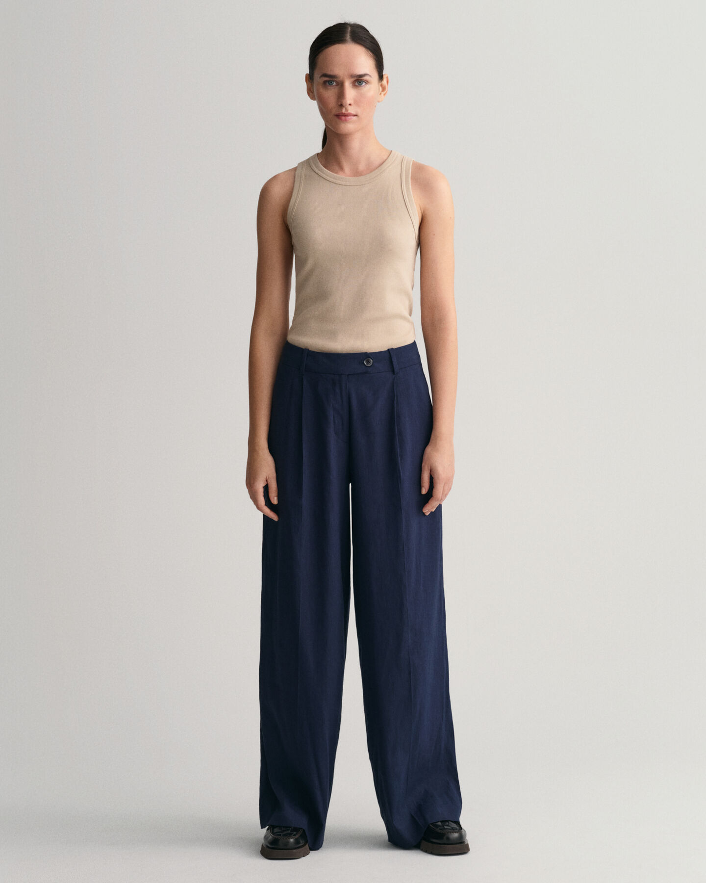 Wide Leg Stretch Linen Pants