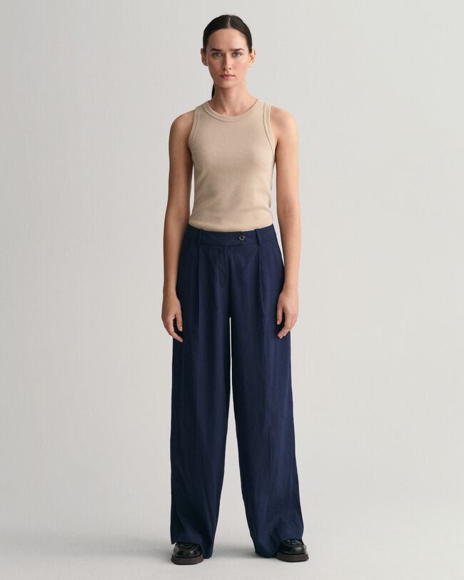 Wide Leg Stretch Linen Pants