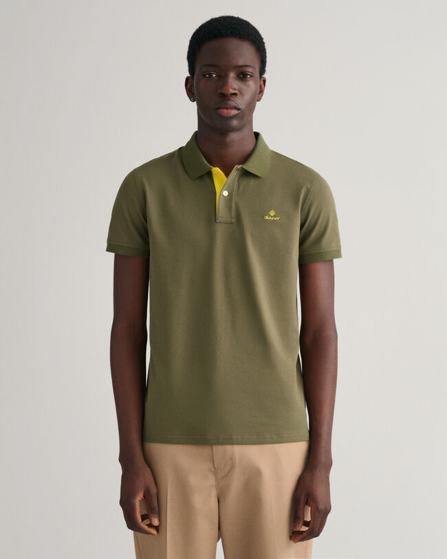 Contrast Collar Piqu&eacute; Polo Shirt