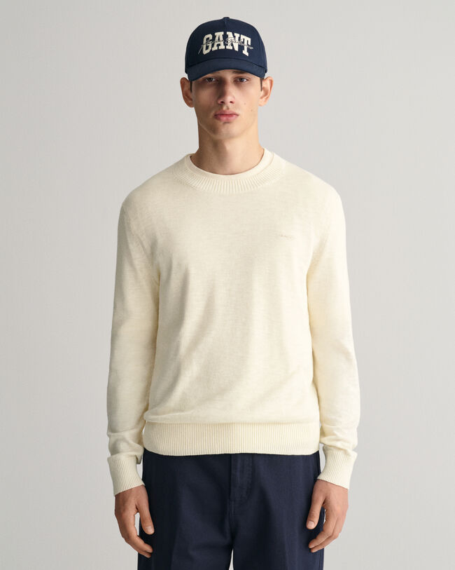 Cotton Linen Crew Neck Sweater