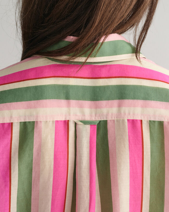 Relaxed Fit Striped Cotton Silk Shirt