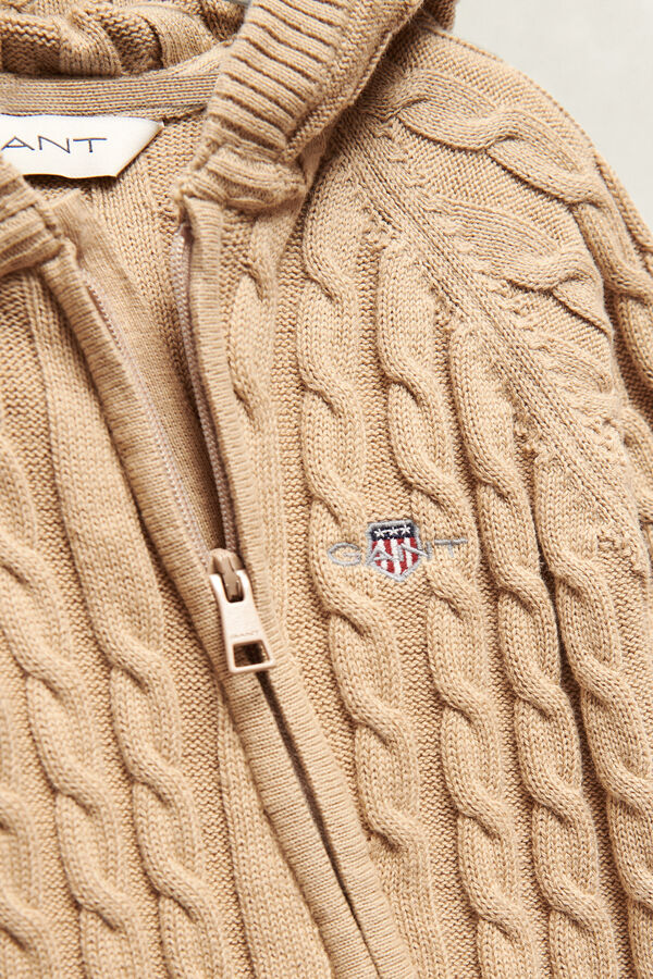 Baby Shield Cable Knit Sleepsuit — OAT BEIGE