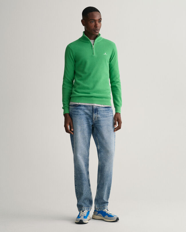 Cotton Piqu&eacute; Half-Zip Sweater