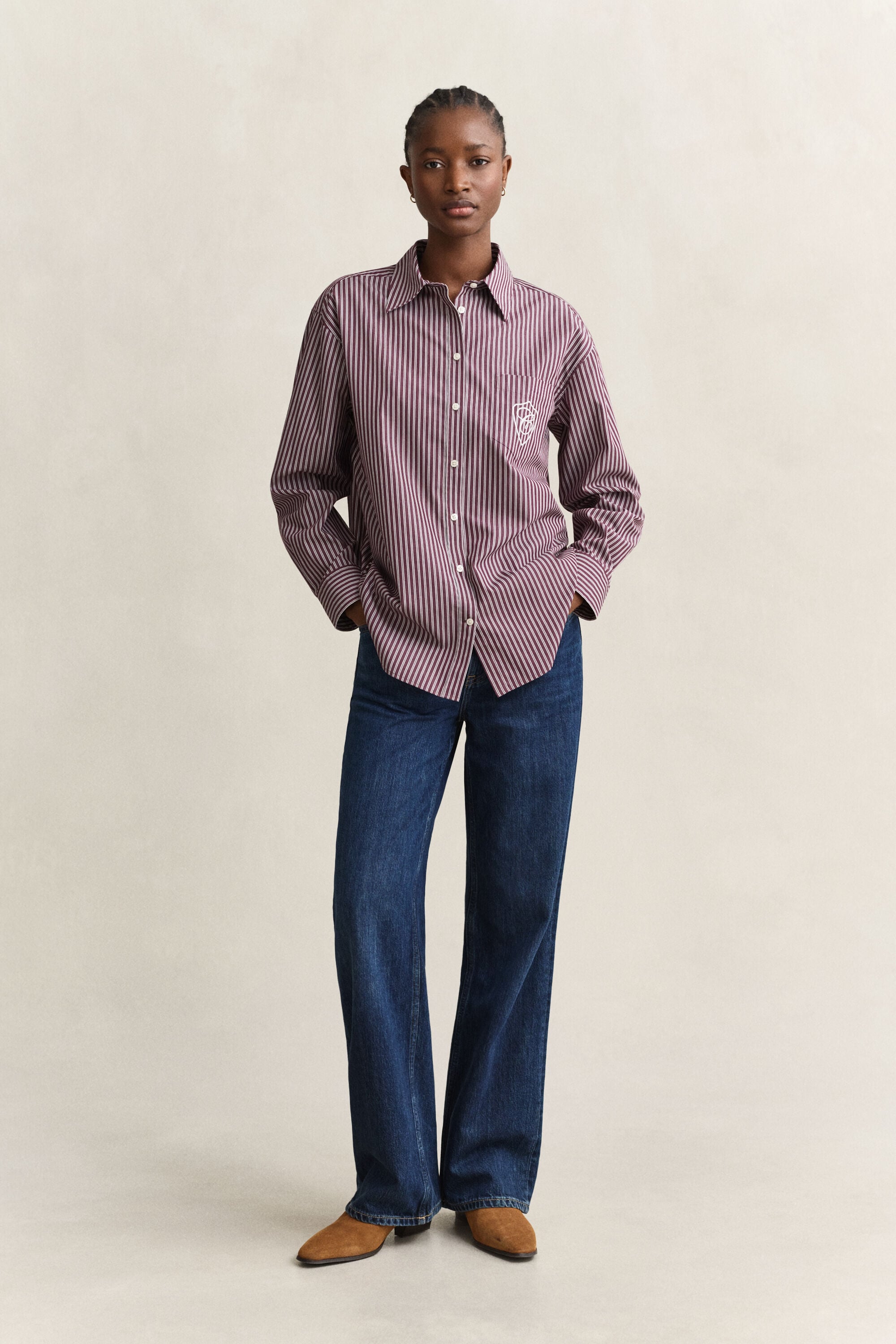 Relaxed Fit Striped Classic Poplin Shirt