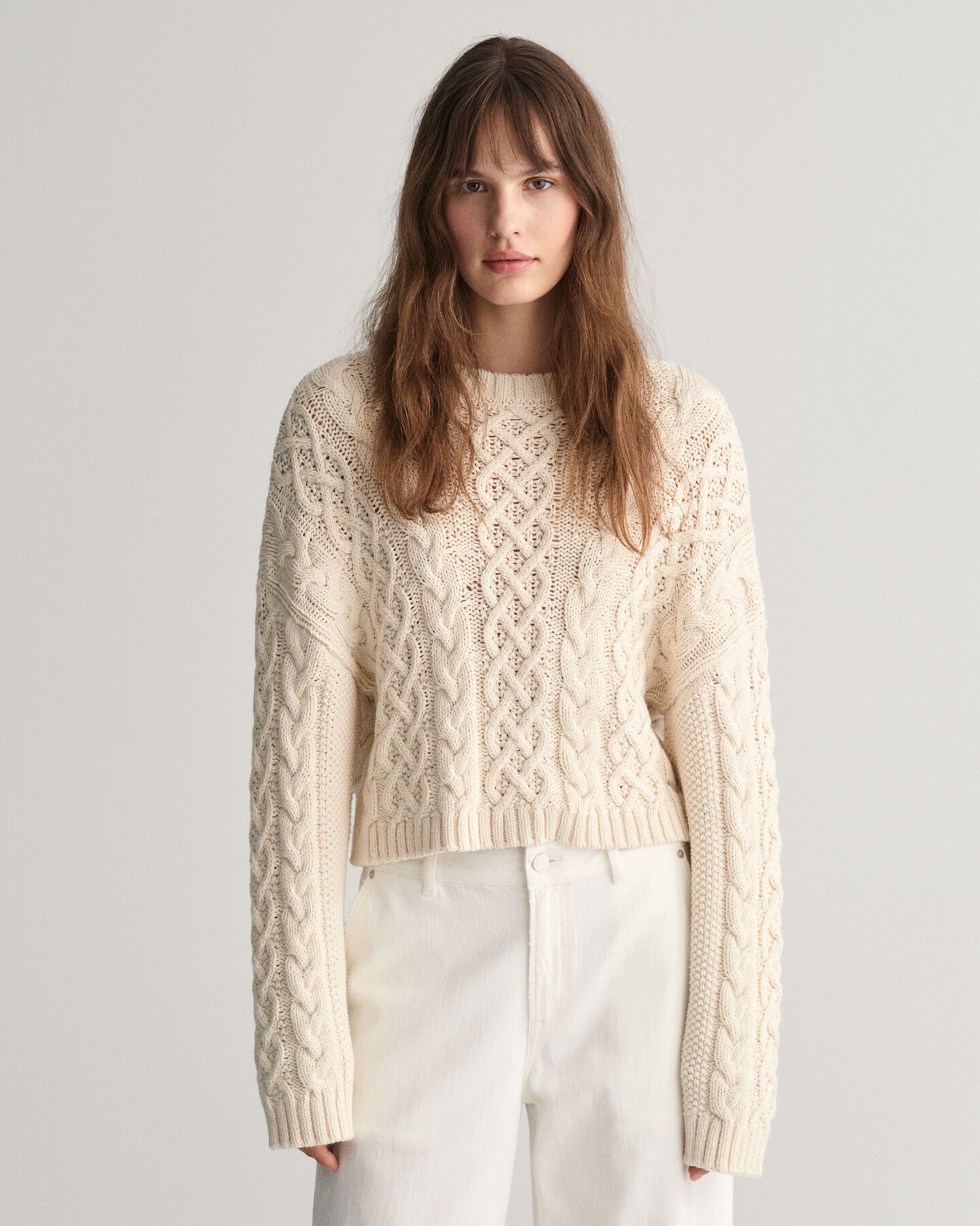 Cable Knit Crew Neck Sweater