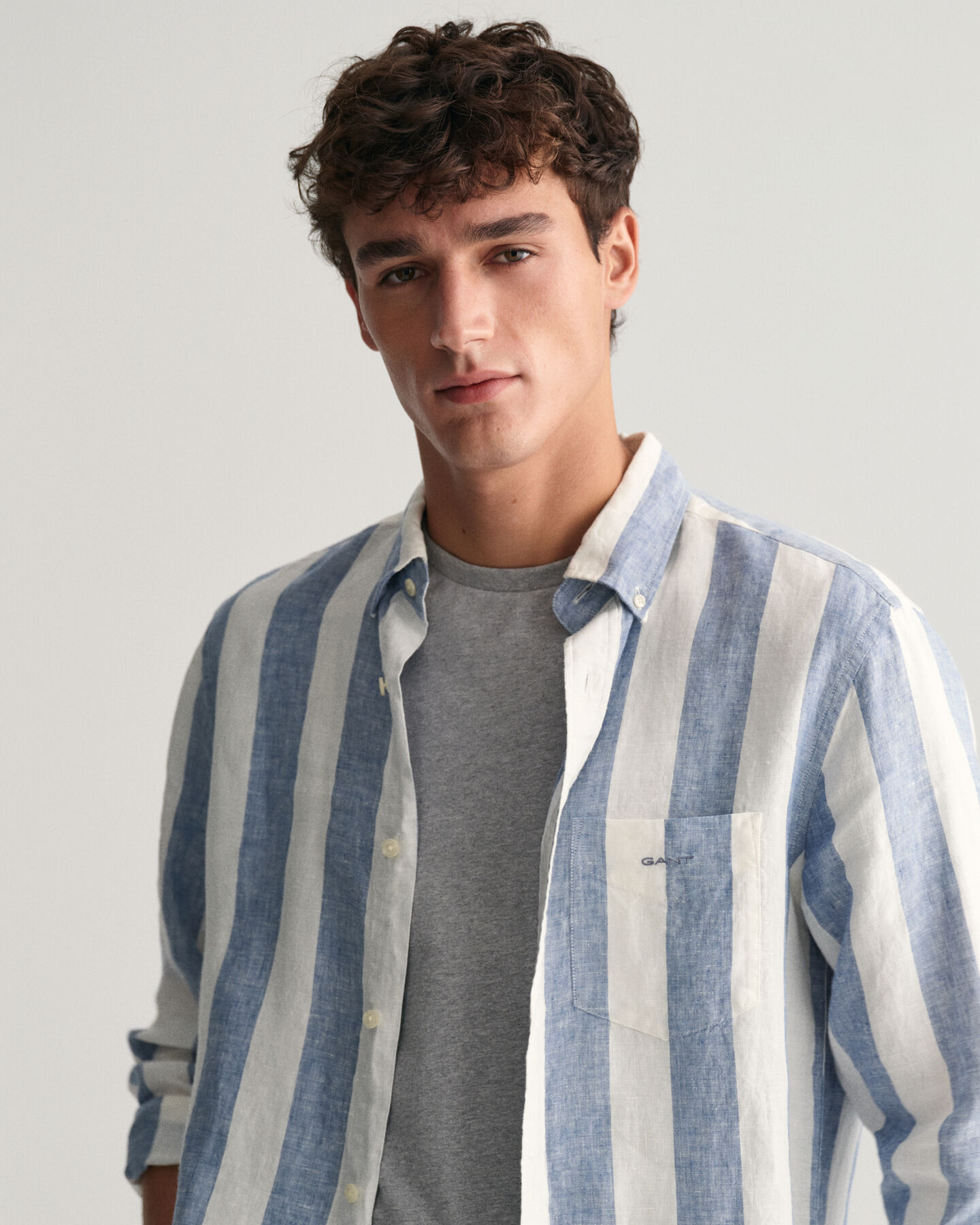 Regular Fit Bold Striped Linen Shirt