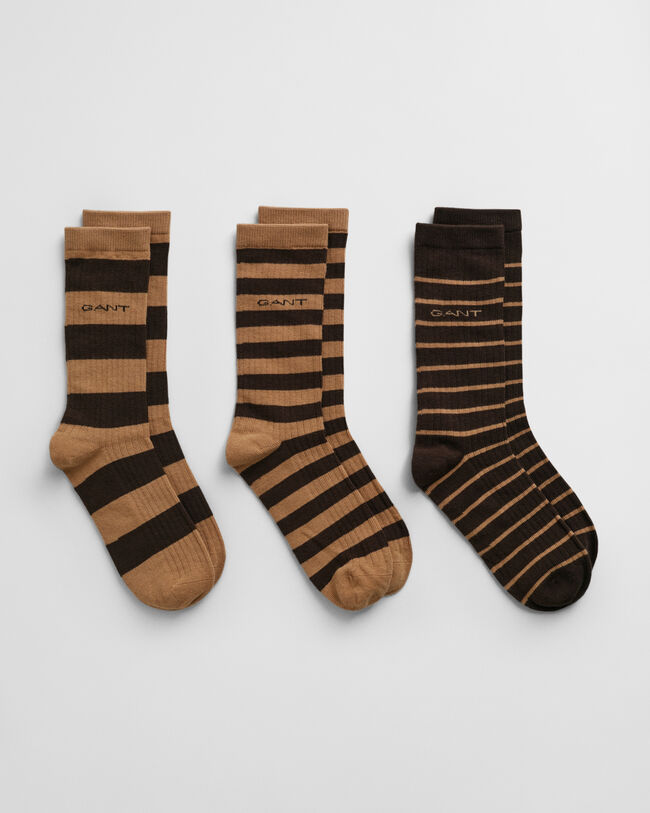 3-Pack Striped Rib Socks