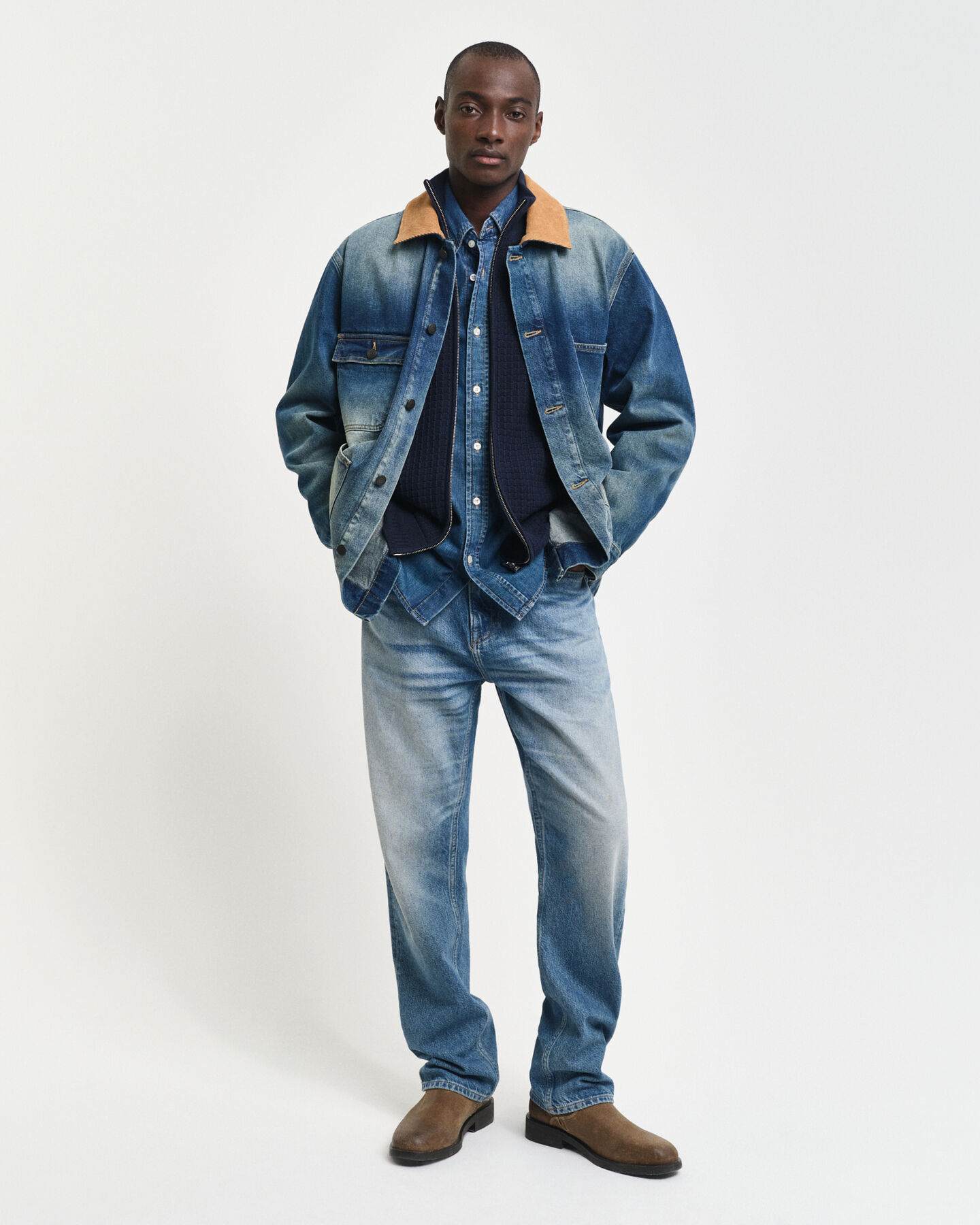 Textured Cotton Zip Cardigan