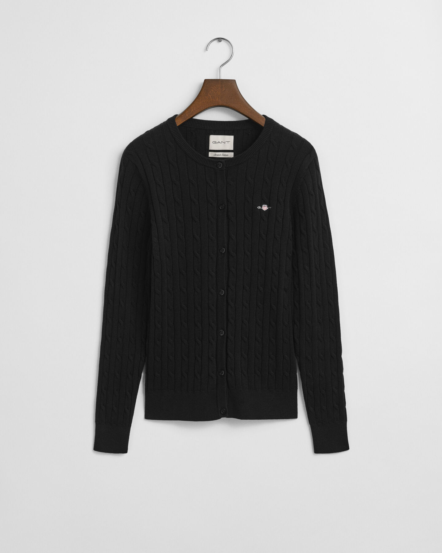 Stretch Cotton Cable Knit Cardigan