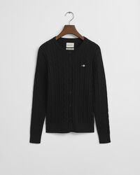 Stretch Cotton Cable Knit Cardigan