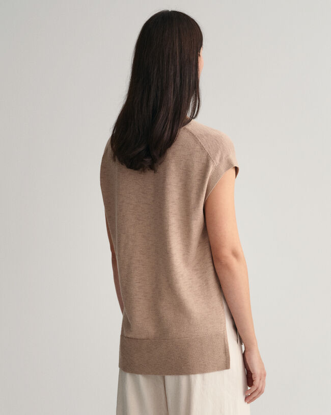 Linen Blend V-Neck Vest