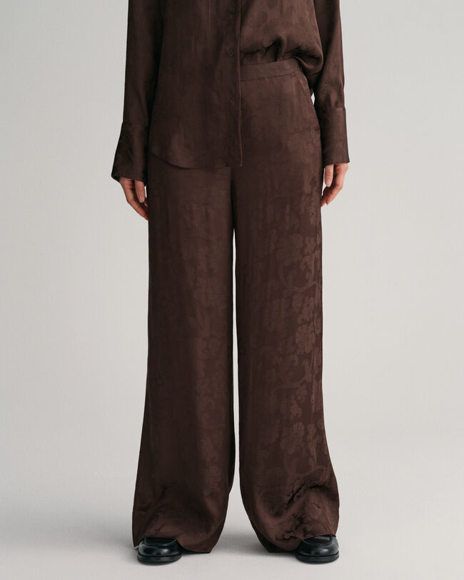 Wide Leg Lace Jacquard Pants