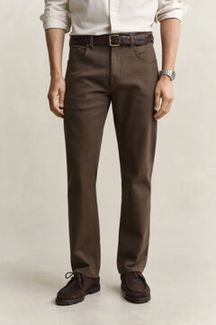 Regular Fit Twill Jeans — SHADOW BROWN 5