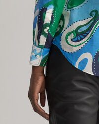 Regular Fit Paisley Cotton Silk Shirt
