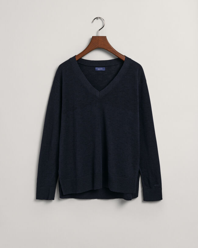 Linen Blend V-Neck Sweater