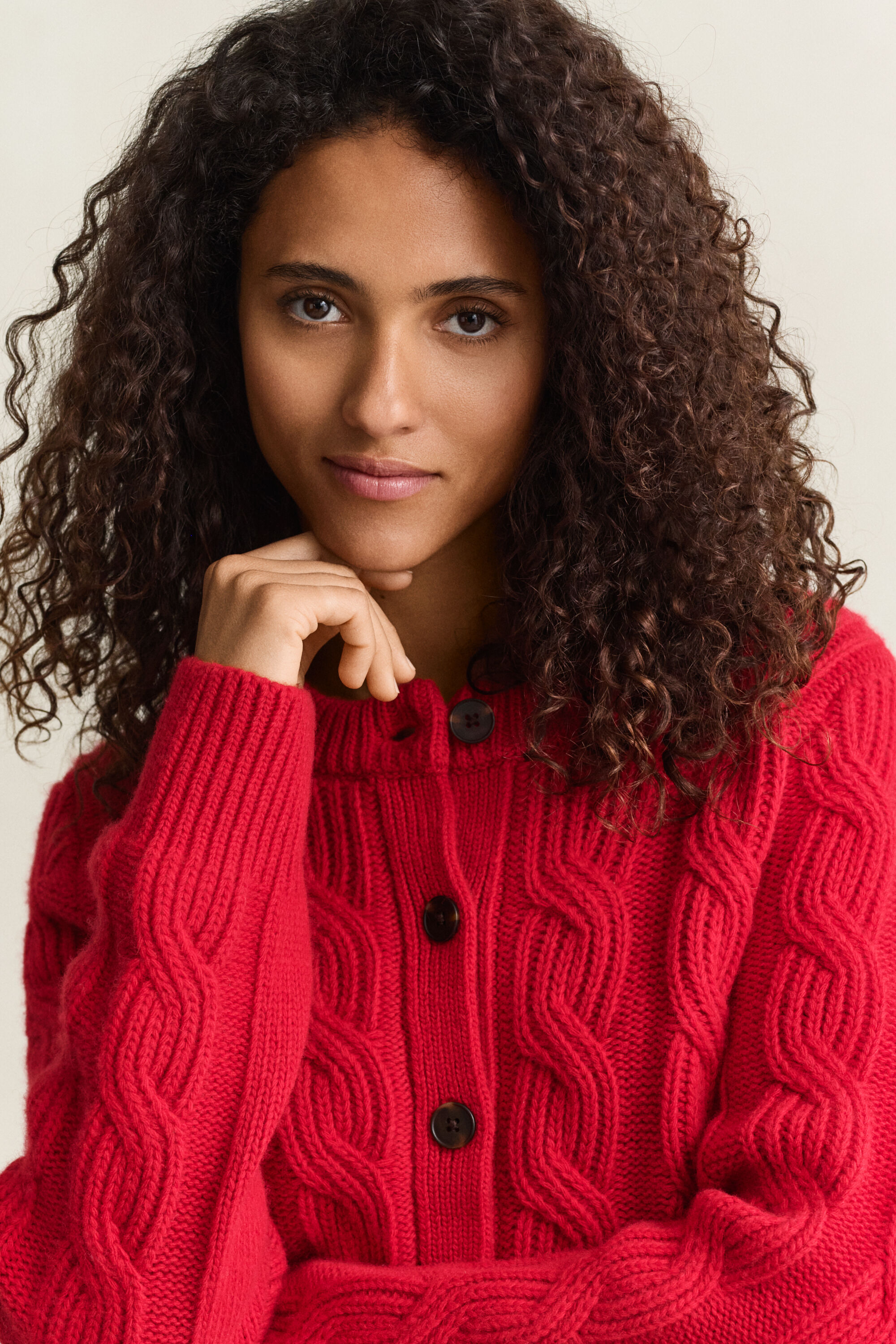 Wool Blend Cable Knit Cardigan