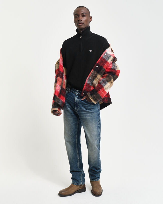 Micro Textured Cotton Half-Zip Sweater