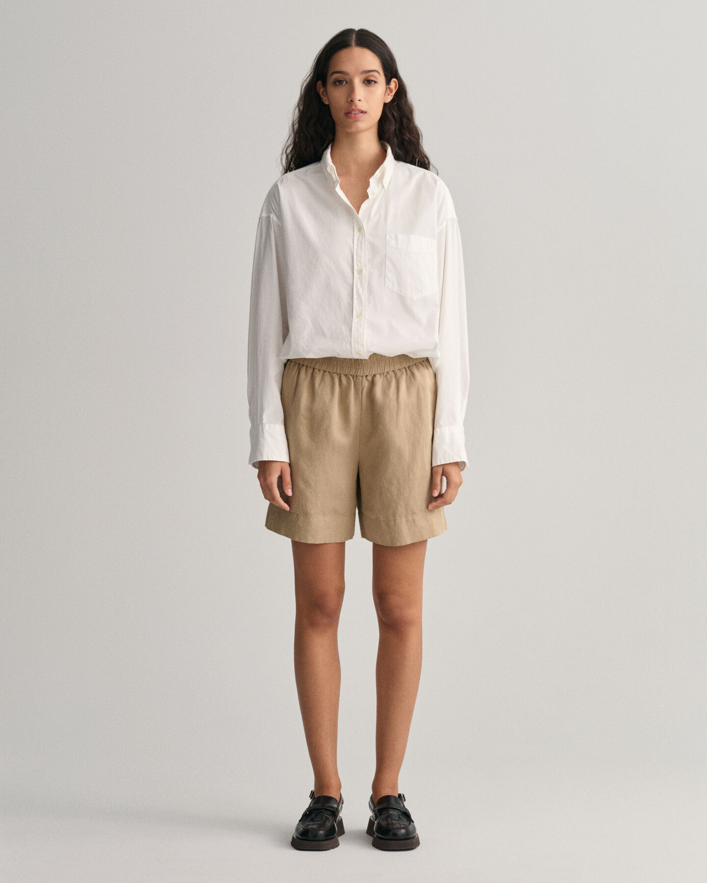 Linen Viscose Pull-On Shorts