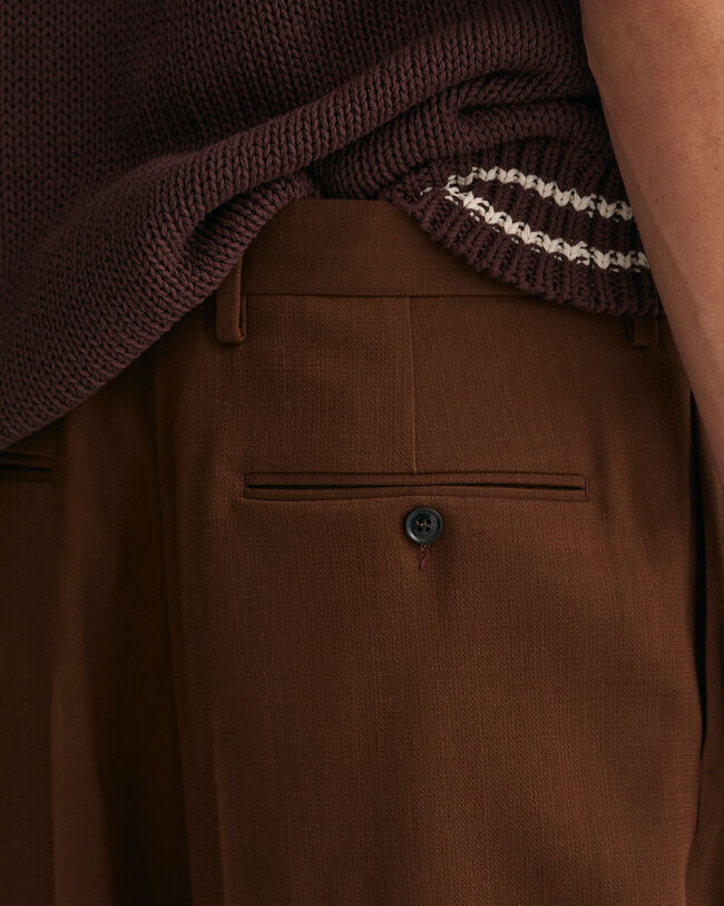 Wide Leg Wool Crepe Suit Pants