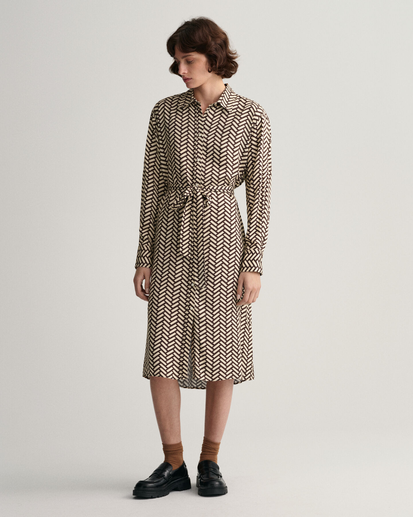 Geometric A-Line Shirt Dress