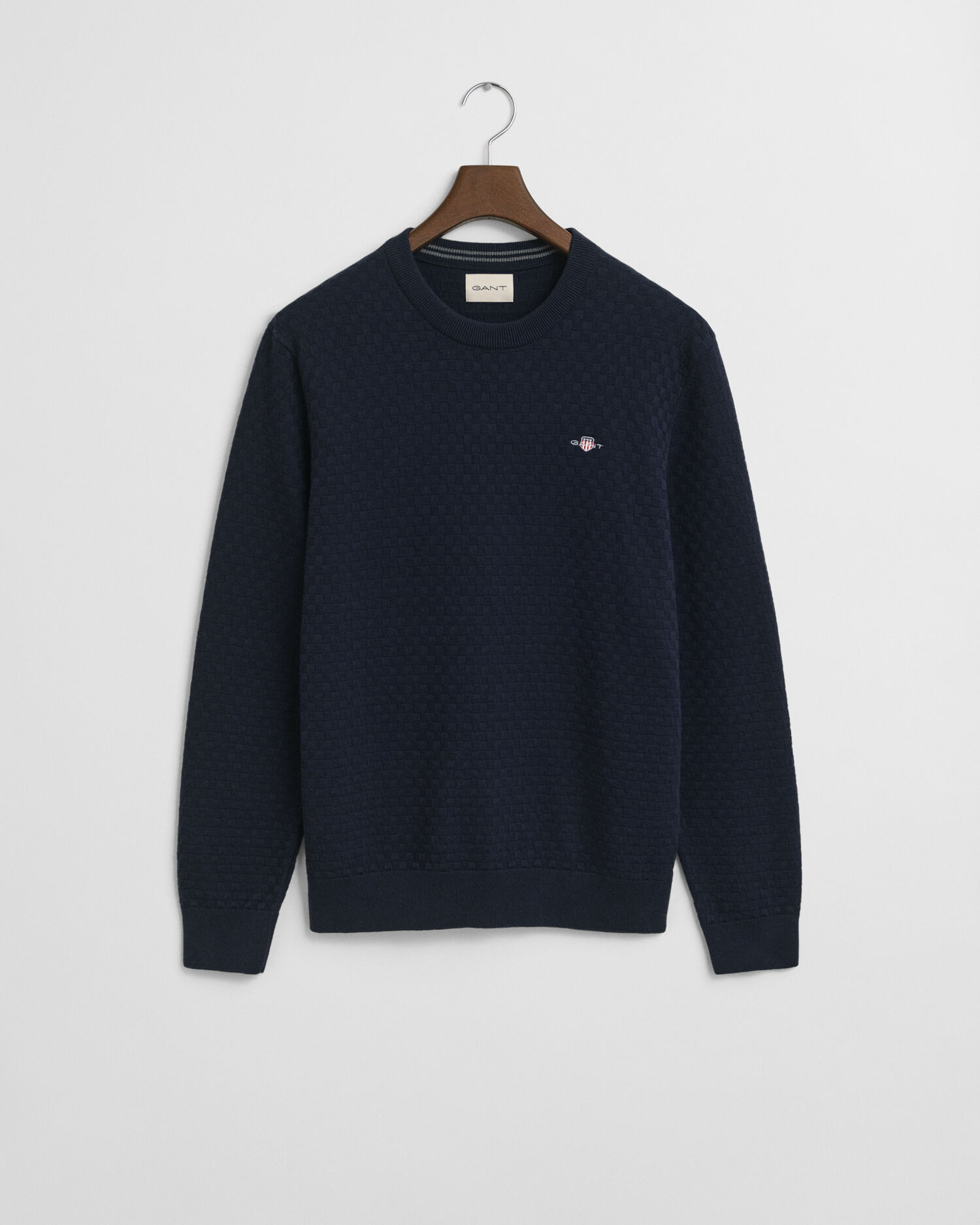 Micro Textured Crew Neck Sweater