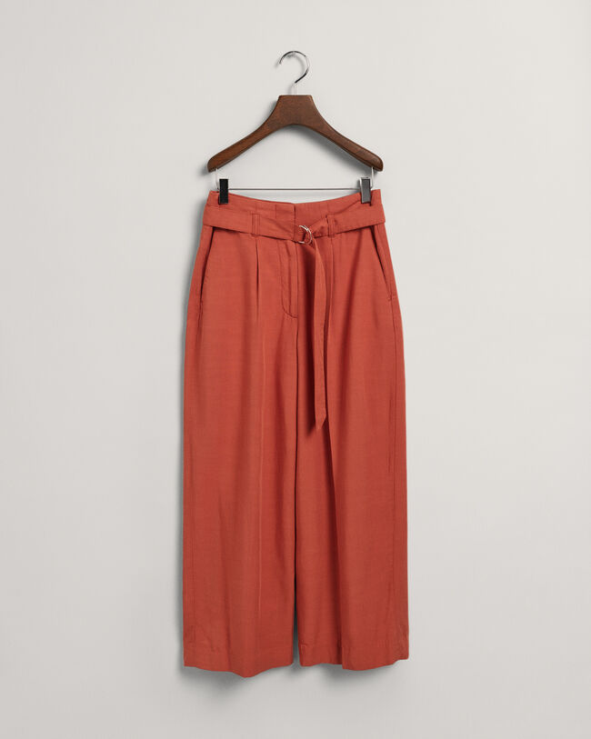 Wide Leg Cropped Belted Pants